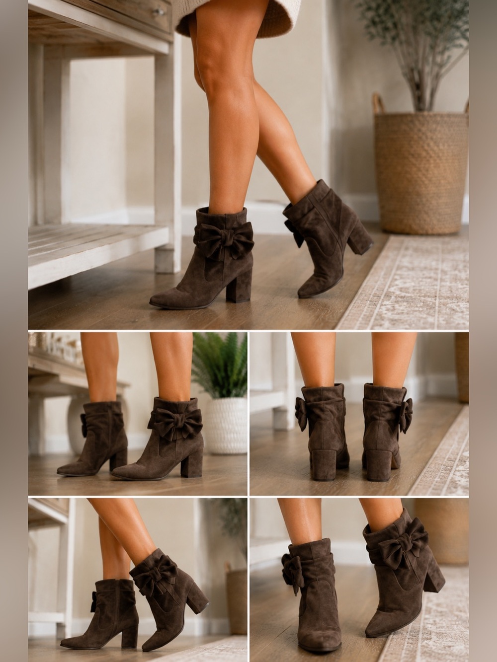 Kate Spade New York Storm Su Bow Suede Heeled Ankle Boots Size 10.5